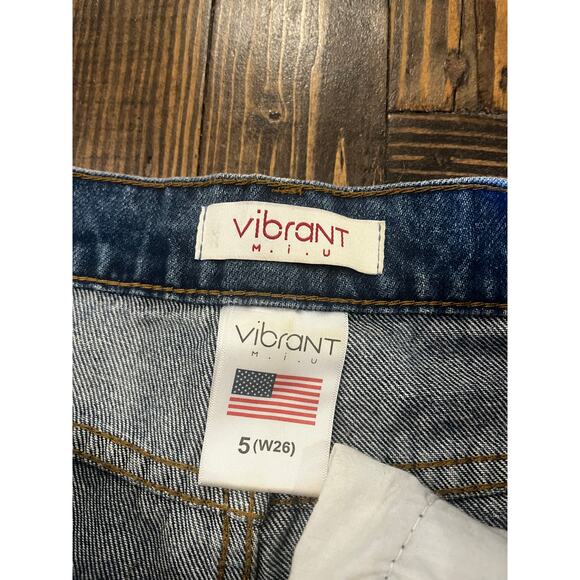 Vibrant Distressed Flare Jeans Women 5/26 Boho Western Cowgirl Aztec Fringe - Picture 2 of 12